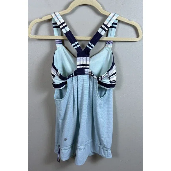 Lululemon Rest Less TankHeathered Aquamarine / Groovy Stripe Cadet Blue W1D64S - Picture 7 of 11